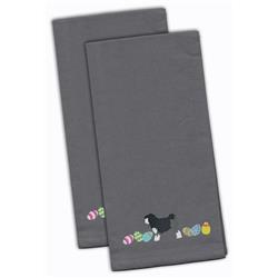 Picture of Carolines Treasures CK1662GYTWE Lowchen Easter Gray Embroidered Kitchen Towel - Set of 2