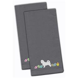 Picture of Carolines Treasures CK1663GYTWE Maltese Easter Gray Embroidered Kitchen Towel - Set of 2