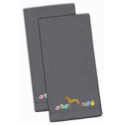 Pharaoh Hound Easter Gray Embroidered Kitchen Towel - Set of 2