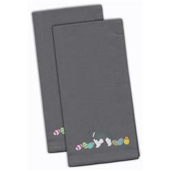 Polish Lowland Sheepdog Easter Gray Embroidered Kitchen Towel - Set of 2