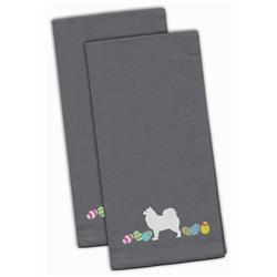 Picture of Carolines Treasures CK1681GYTWE Samoyed Easter Gray Embroidered Kitchen Towel - Set of 2