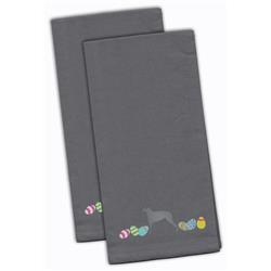 Picture of Carolines Treasures CK1682GYTWE Scottish Deerhound Easter Gray Embroidered Kitchen Towel - Set of 2