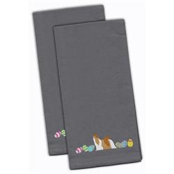 Picture of Carolines Treasures CK1686GYTWE Shih Tzu Easter Gray Embroidered Kitchen Towel - Set of 2