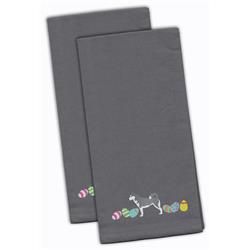 Picture of Carolines Treasures CK1687GYTWE Siberian Husky Easter Gray Embroidered Kitchen Towel - Set of 2