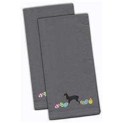 Picture of Carolines Treasures CK1690GYTWE Toy Fox Terrier Easter Gray Embroidered Kitchen Towel - Set of 2