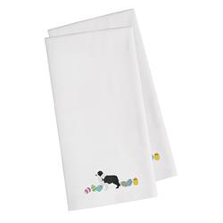 Picture of Carolines Treasures CK1610WHTWE Black Border Collie Easter White Embroidered Kitchen Towel - Set of 2