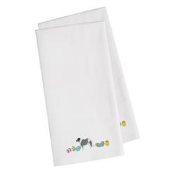 Picture of Carolines Treasures CK1620WHTWE Grey Caucasian Shepherd Easter White Embroidered Kitchen Towel - Set of 2