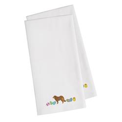 Picture of Carolines Treasures CK1621WHTWE Brown Caucasian Shepherd Easter White Embroidered Kitchen Towel - Set of 2