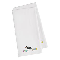 Picture of Carolines Treasures CK1643WHTWE German Pinscher Easter White Embroidered Kitchen Towel - Set of 2