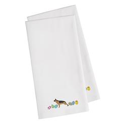 Picture of Carolines Treasures CK1644WHTWE German Shepherd Easter White Embroidered Kitchen Towel - Set of 2