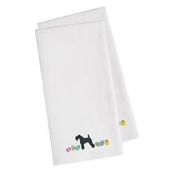 Picture of Carolines Treasures CK1659WHTWE Kerry Blue Terrier Easter White Embroidered Kitchen Towel - Set of 2