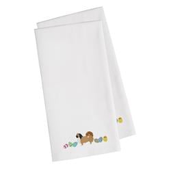 Picture of Carolines Treasures CK1667WHTWE Pekingese Easter White Embroidered Kitchen Towel - Set of 2