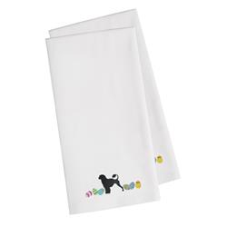 Portuguese Water Dog Easter White Embroidered Kitchen Towel - Set of 2
