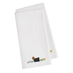 Picture of Carolines Treasures CK1695WHTWE Yorkie Yorkshire Terrier Easter White Embroidered Kitchen Towel - Set of 2