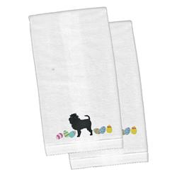 Picture of Carolines Treasures CK1591KTEMB Affenpinscher Easter White Embroidered Plush Hand Towel - Set of 2