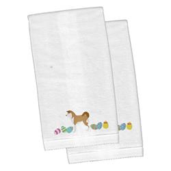 Picture of Carolines Treasures CK1595KTEMB Akita Easter White Embroidered Plush Hand Towel - Set of 2