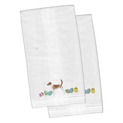 Picture of Carolines Treasures CK1596KTEMB American Foxhound Easter White Embroidered Plush Hand Towel - Set of 2