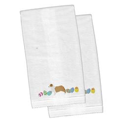 Picture of Carolines Treasures CK1601KTEMB Australian Shepherd Easter White Embroidered Plush Hand Towel - Set of 2