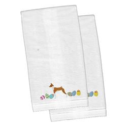 Picture of Carolines Treasures CK1602KTEMB Basenji Easter White Embroidered Plush Hand Towel - Set of 2