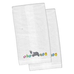 Picture of Carolines Treasures CK1605KTEMB Bearded Collie Easter White Embroidered Plush Hand Towel - Set of 2