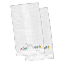 Picture of Carolines Treasures CK1606KTEMB Bedlington Terrier Easter White Embroidered Plush Hand Towel - Set of 2