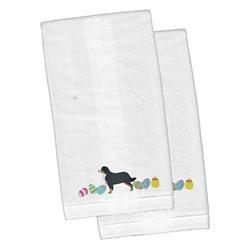 Picture of Carolines Treasures CK1608KTEMB Bernese Mountain Dog Easter White Embroidered Plush Hand Towel - Set of 2