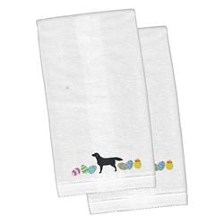 Picture of Carolines Treasures CK1611KTEMB Black Labrador Retriever Easter White Embroidered Plush Hand Towel - Set of 2