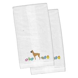 Picture of Carolines Treasures CK1615KTEMB Boxer Easter White Embroidered Plush Hand Towel - Set of 2
