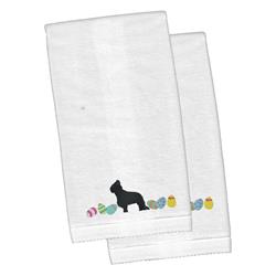 Picture of Carolines Treasures CK1616KTEMB Briard Easter White Embroidered Plush Hand Towel - Set of 2