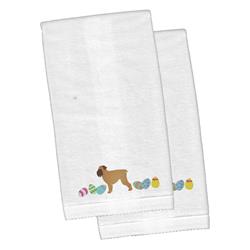 Picture of Carolines Treasures CK1617KTEMB Brussels Griffon Easter White Embroidered Plush Hand Towel - Set of 2