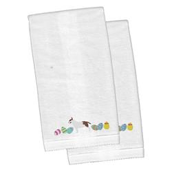 Picture of Carolines Treasures CK1618KTEMB Bull Terrier Easter White Embroidered Plush Hand Towel - Set of 2