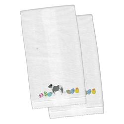 Picture of Carolines Treasures CK1620KTEMB Grey Caucasian Shepherd Easter White Embroidered Plush Hand Towel - Set of 2