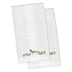 Picture of Carolines Treasures CK1622KTEMB Cavalier Spaniel Easter White Embroidered Plush Hand Towel - Set of 2
