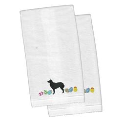 Picture of Carolines Treasures CK1630KTEMB Croatian Sheepdog Easter White Embroidered Plush Hand Towel - Set of 2