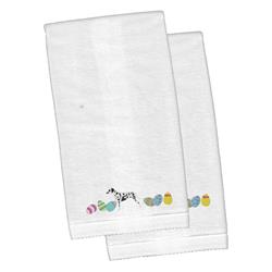 Picture of Carolines Treasures CK1632KTEMB Dalmatian Easter White Embroidered Plush Hand Towel - Set of 2