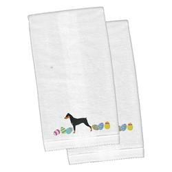 Picture of Carolines Treasures CK1643KTEMB German Pinscher Easter White Embroidered Plush Hand Towel - Set of 2