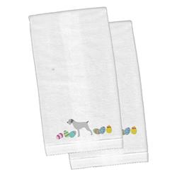CK1645KTEMB German Wirehaired Pointer Easter White Embroidered Plush Hand Towel - Set of 2