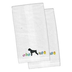 Picture of Carolines Treasures CK1646KTEMB Giant Schnauzer Easter White Embroidered Plush Hand Towel - Set of 2