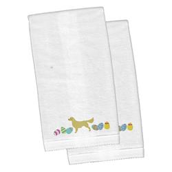Picture of Carolines Treasures CK1647KTEMB Golden Retriever Easter White Embroidered Plush Hand Towel - Set of 2