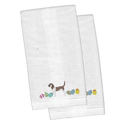 Picture of Carolines Treasures CK1648KTEMB Grand Basset Griffon Easter White Embroidered Plush Hand Towel - Set of 2