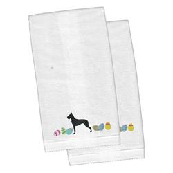 Picture of Carolines Treasures CK1649KTEMB Great Dane Easter White Embroidered Plush Hand Towel - Set of 2