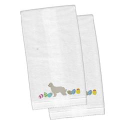 Picture of Carolines Treasures CK1650KTEMB Great Pyrenees Easter White Embroidered Plush Hand Towel - Set of 2