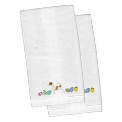 Picture of Carolines Treasures CK1657KTEMB Jack Russell Terrier Easter White Embroidered Plush Hand Towel - Set of 2