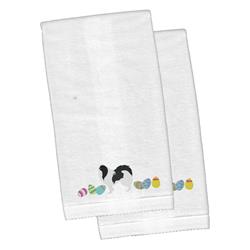 Picture of Carolines Treasures CK1658KTEMB Japanese Chin Easter White Embroidered Plush Hand Towel - Set of 2