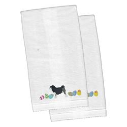 Picture of Carolines Treasures CK1662KTEMB Lowchen Easter White Embroidered Plush Hand Towel - Set of 2