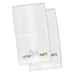 CK1663KTEMB Maltese Easter White Embroidered Plush Hand Towel - Set of 2