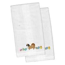 Picture of Carolines Treasures CK1667KTEMB Pekingese Easter White Embroidered Plush Hand Towel - Set of 2