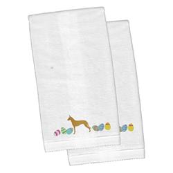 Pharaoh Hound Easter White Embroidered Plush Hand Towel - Set of 2