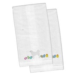 CK1670KTEMB Polish Tatra Sheepdog Easter White Embroidered Plush Hand Towel - Set of 2