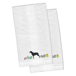Picture of Carolines Treasures CK1678KTEMB Rottweiler Easter White Embroidered Plush Hand Towel - Set of 2